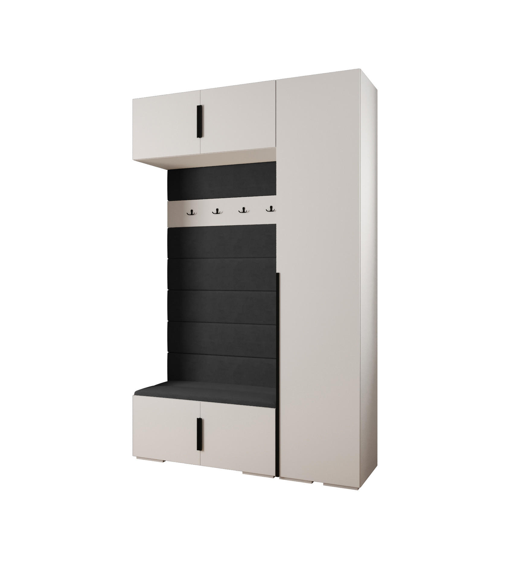 Abiks Möbel Garderoben-Set Weiß, Schwarz, Schwarz 150x236.7x47 cm