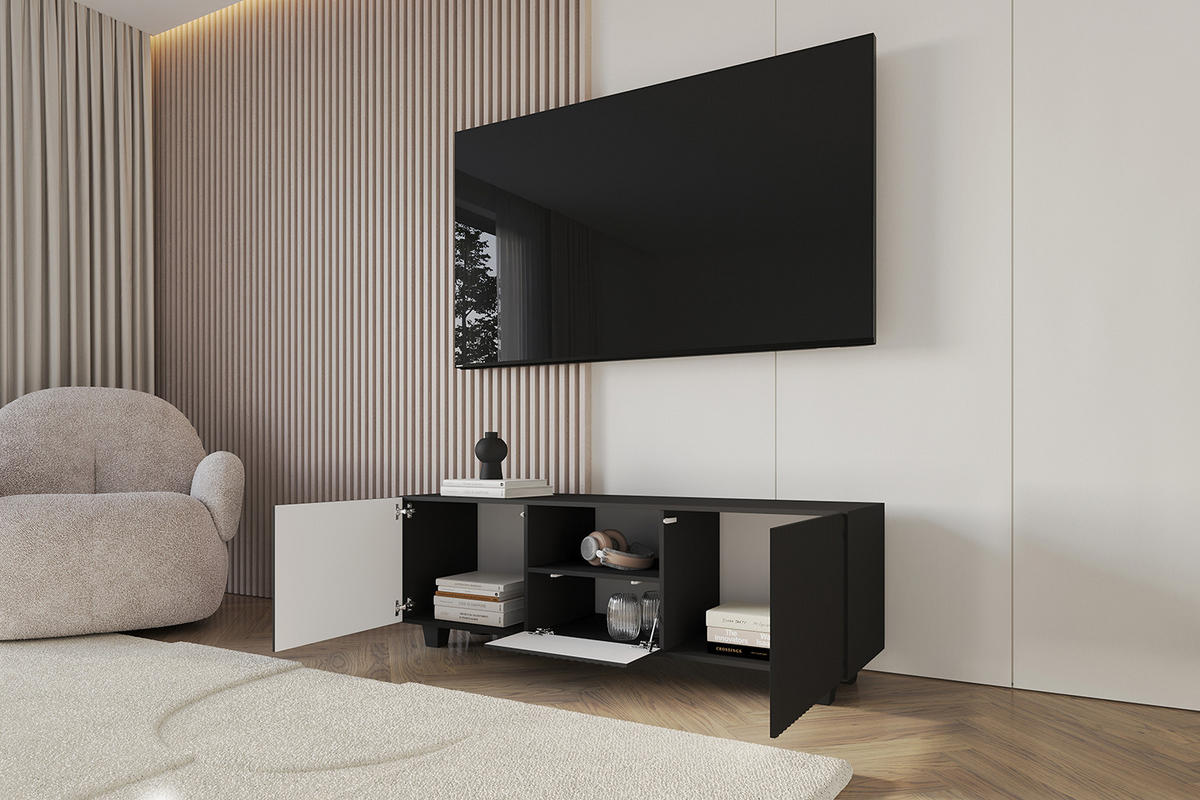 LOWBOARD NOA-2-S 140x50x41 cm - Schwarz - Schwarz, Holzwerkstoff (140/50/41cm) - ALTDECOR