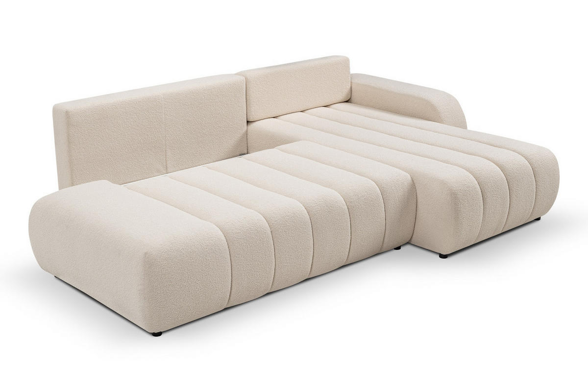 ECKSOFA BALOO mit Schlaffunktion 297x180 cm, Weiß, Rechts - Weiß, Holz/Textil (276/176cm) - DomoHome