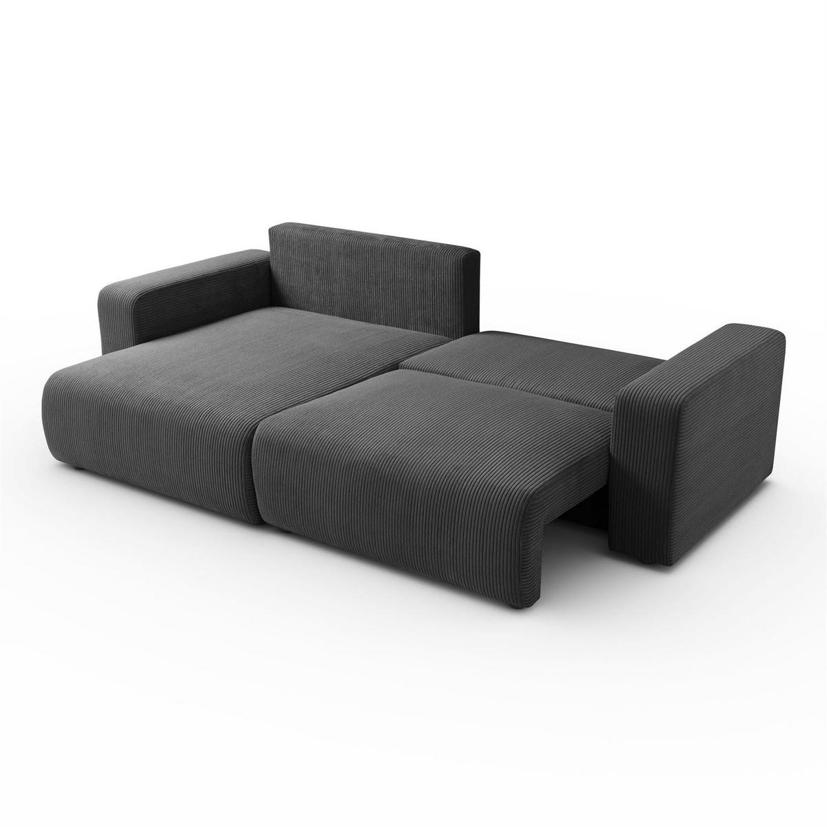 ECKSOFA OPERA L-Form mit Schlaffunktion und Bettkasten, Poso 34 - Graphitfarben, Textil (247/143cm) - Lookway