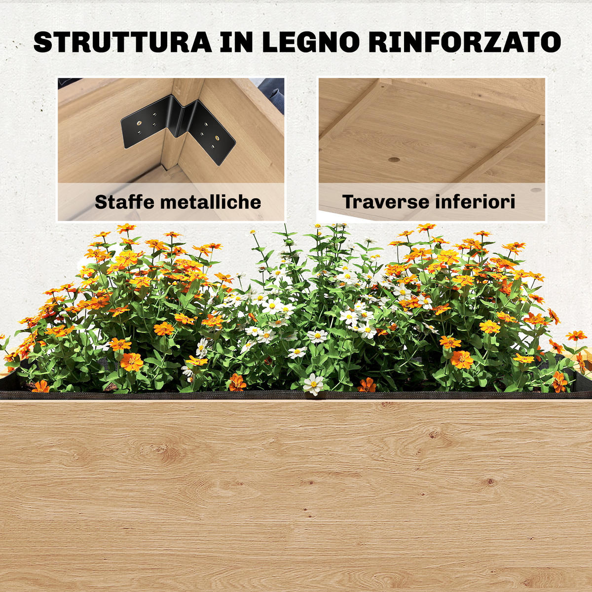 HOCHBEET, 2-stufiges Gemüsebeet mit Holzregalen, 119,5 x 102 x 76,5 cm, Braun - Multicolor, Holzwerkstoff (119.5/76.5/102cm) - FORIOUS