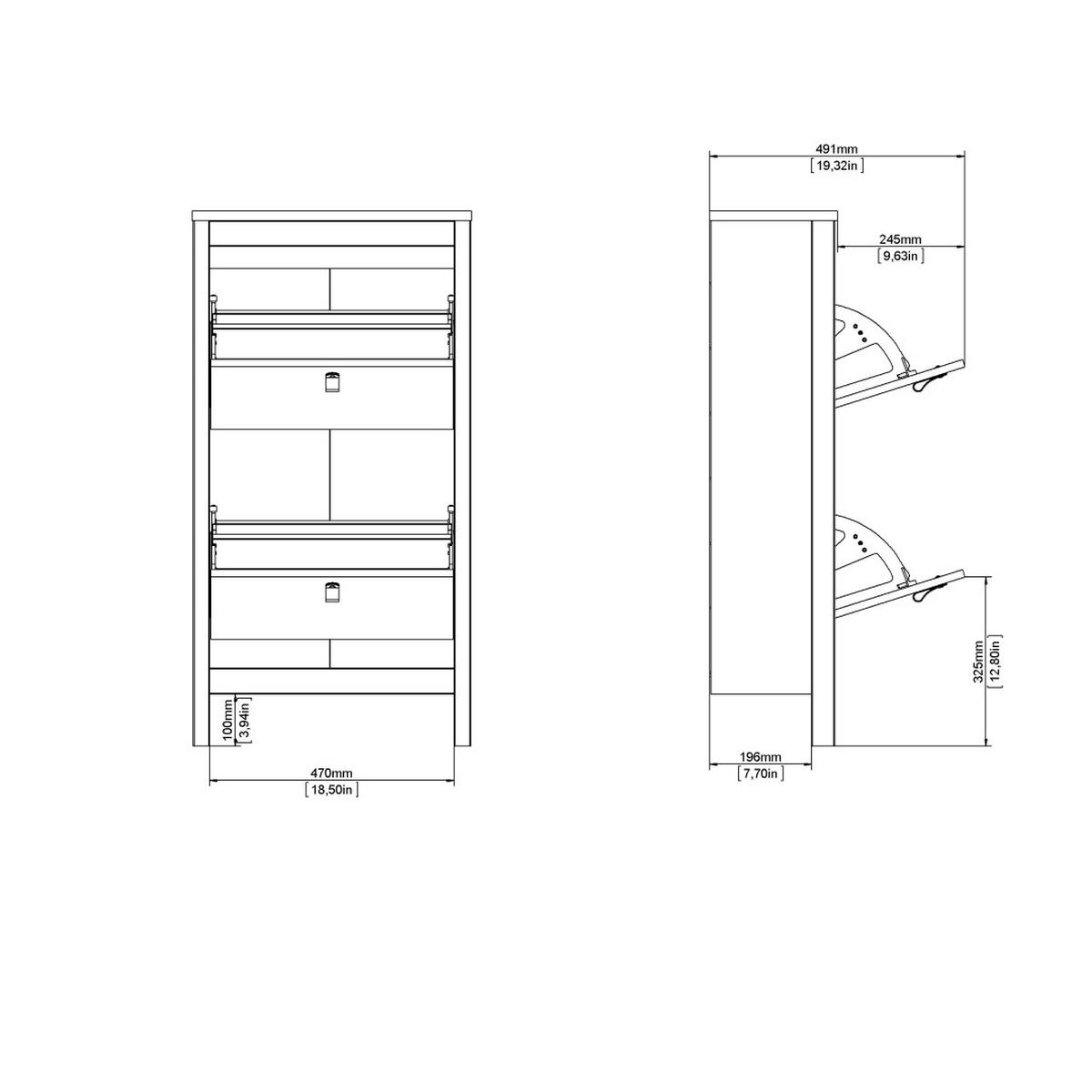 SCHUHSCHRANK, Madrid, Schwarz, Holzwerkstoff, 54 x 25 x 103 cm - Schwarz, Holzwerkstoff (54/103/25cm) - ebuy24