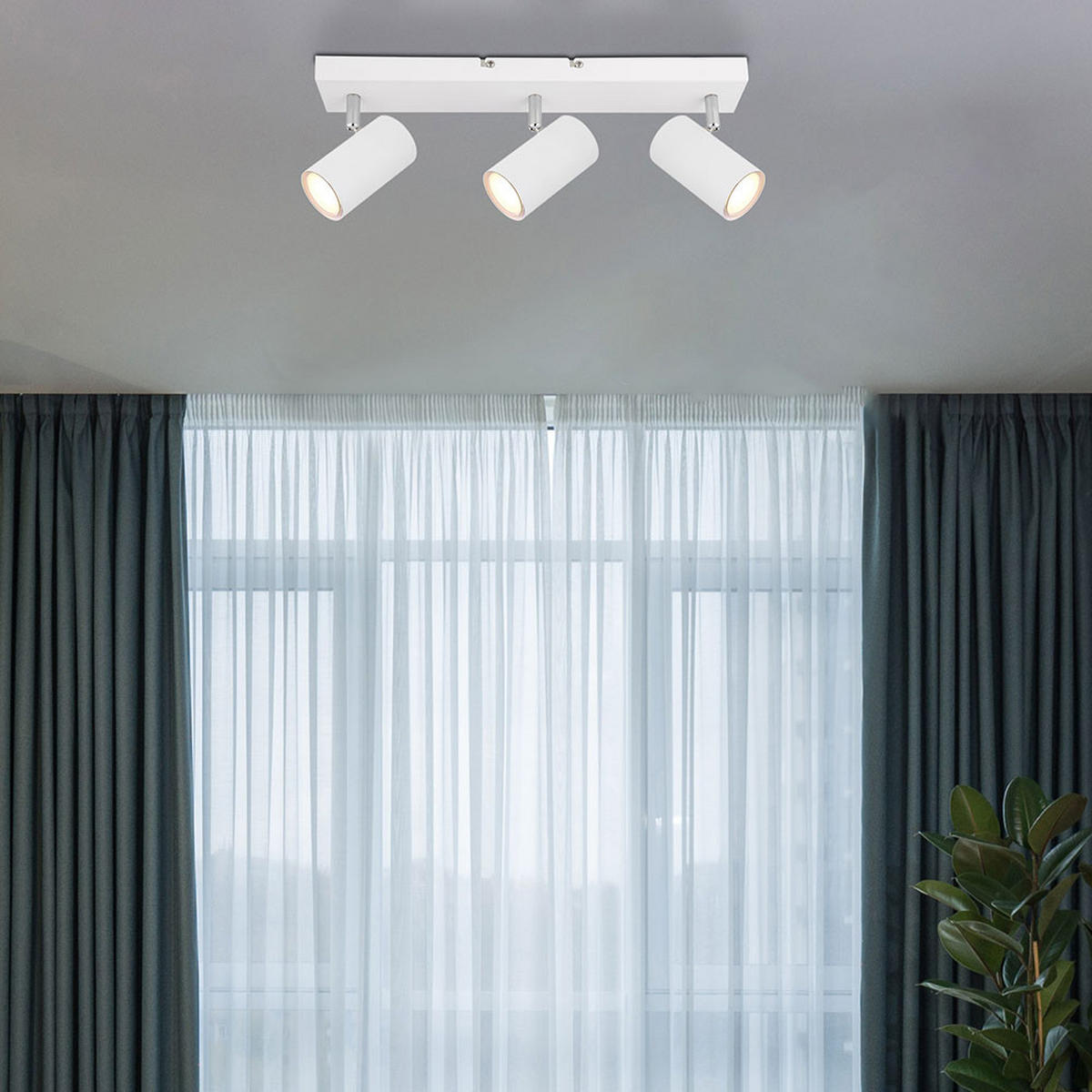 DECKENLEUCHTE Weiß Schwenkbare Strahler - Weiß, Metall (41/6/12cm) - Globo Lighting