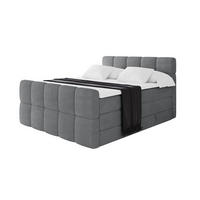 BOXBETT mit Matratze H3/H4 - FAMA-Z KING - 120x200 cm Dunkelgrau Poso - Taupe, Holzwerkstoff (120/200cm) - ALTDECOR