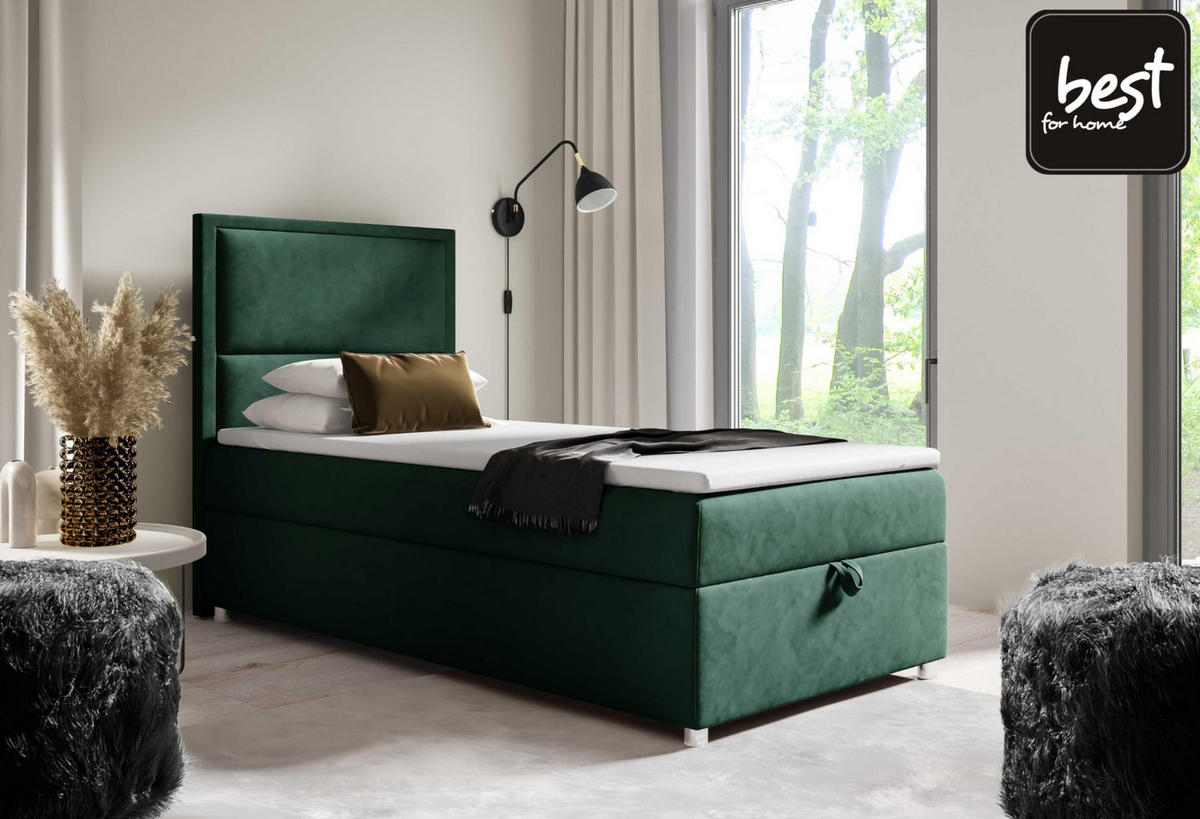 BOXBETT mit Bettkasten Trinity K11-SINGLE Bonellfederkern inkl. Topper - Grün, Holz/Holzwerkstoff (70/200cm) - Best For Home