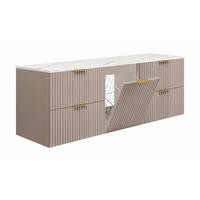 BADMÖBEL-SET MIT WÄSCHEKORB: Kaschmir / Platte Marmor Bianco, Griffe Gold, 160 x 46 x 57 cm - Kaschmir/Creme, Holzwerkstoff (160/57/46cm) - 3XE LIVING