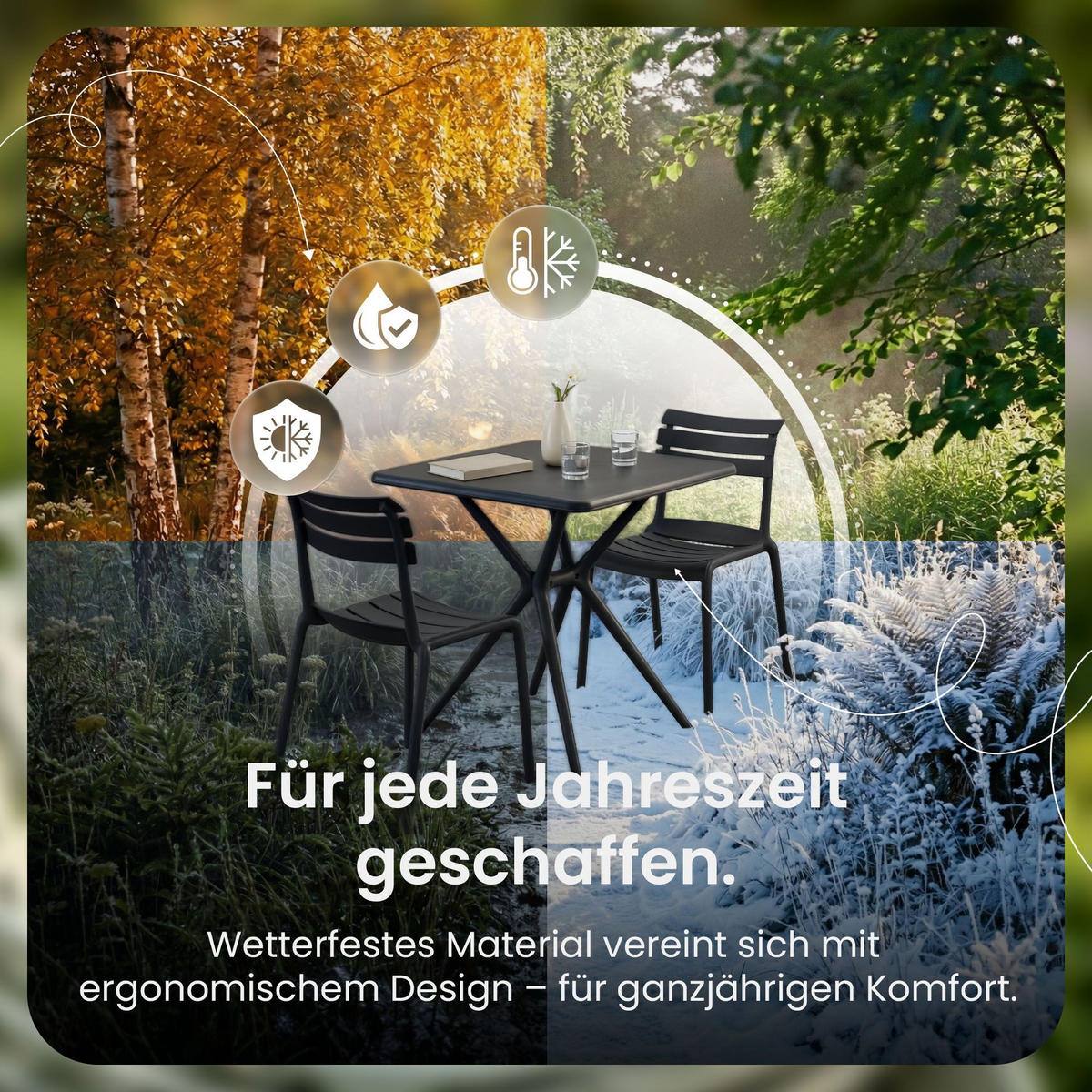 GARTENSITZGRUPPE 2 Kunststoff Schwarz - Schwarz, Kunststoff - CLP