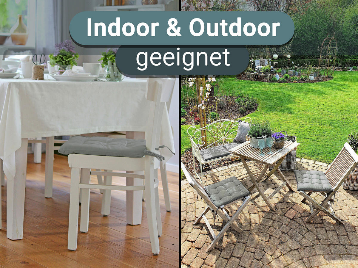 STUHLKISSEN, 4er-Set, 40x40 cm, 100% Polyester, Grau - Grau, Textil (40/40/3cm) - Zollner