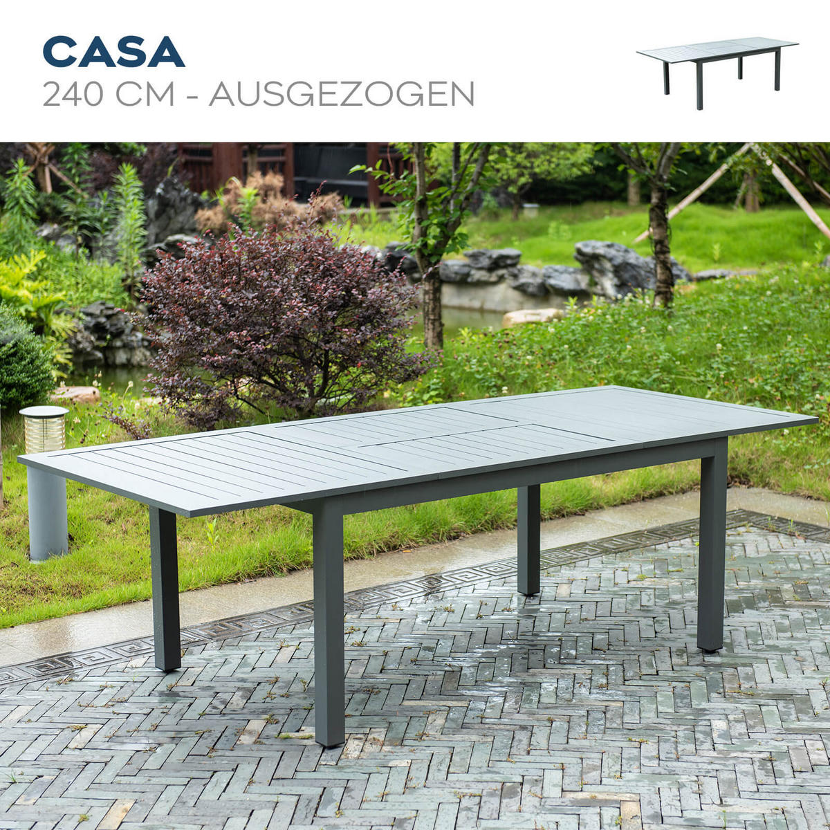 SITZGRUPPE CASA MADERA - 11 tlg. - Anthrazit/Hellgrau, Glas/Metall - Home Deluxe