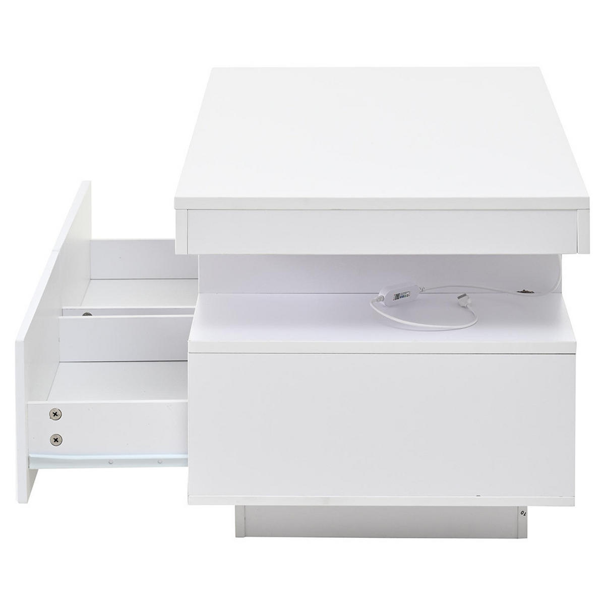 STOLIĆ ZA SPAVACU SOBU 100x50x45cm s dvije ladice, bijela - bijela, drvni materijal (100/50/45cm) - KOMHTOM