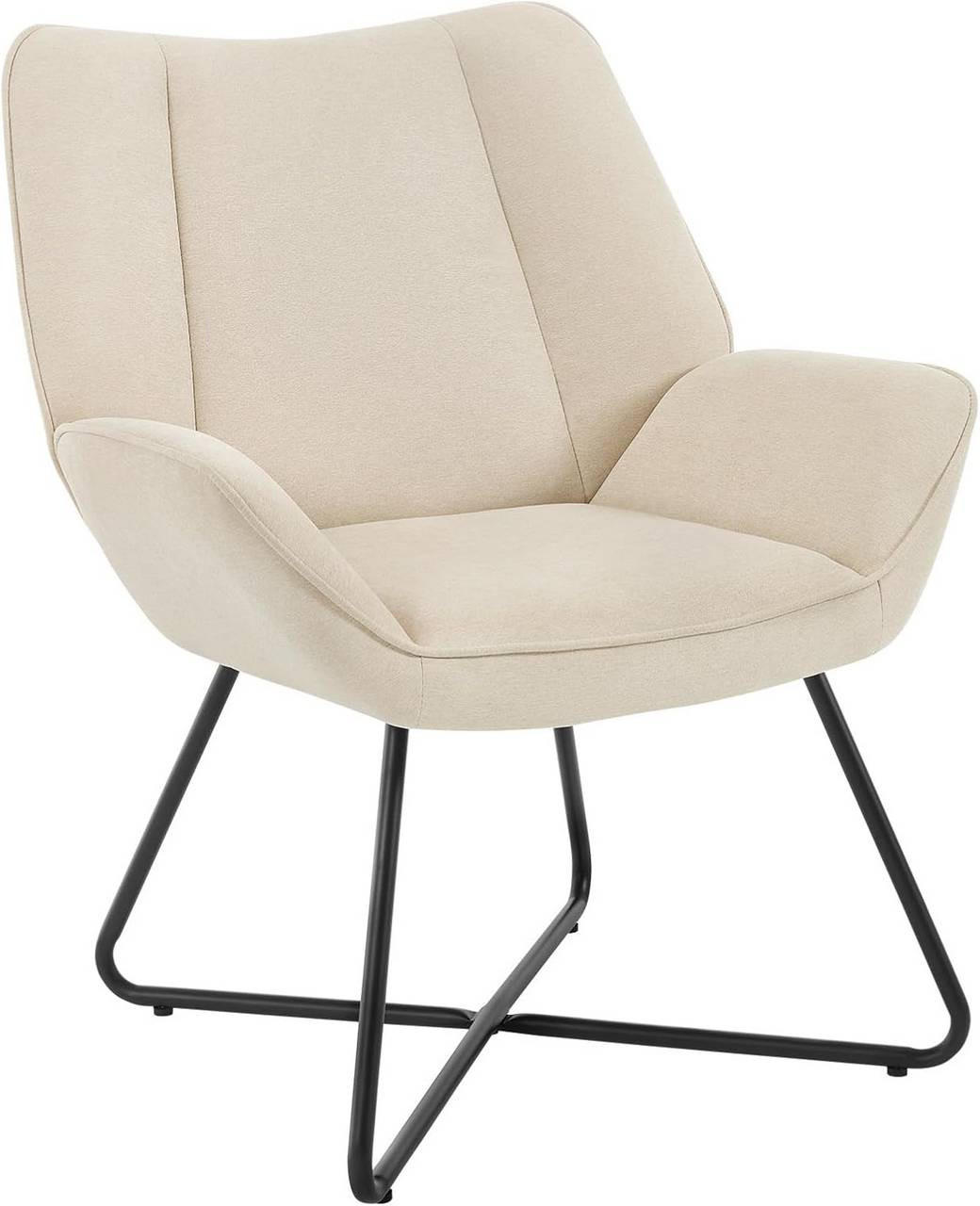 RELAXSESSEL mit Metallrahmen, Leinen, Beige - Beige/Schwarz, Keramik/Textil (71/85/70cm) - Woltu