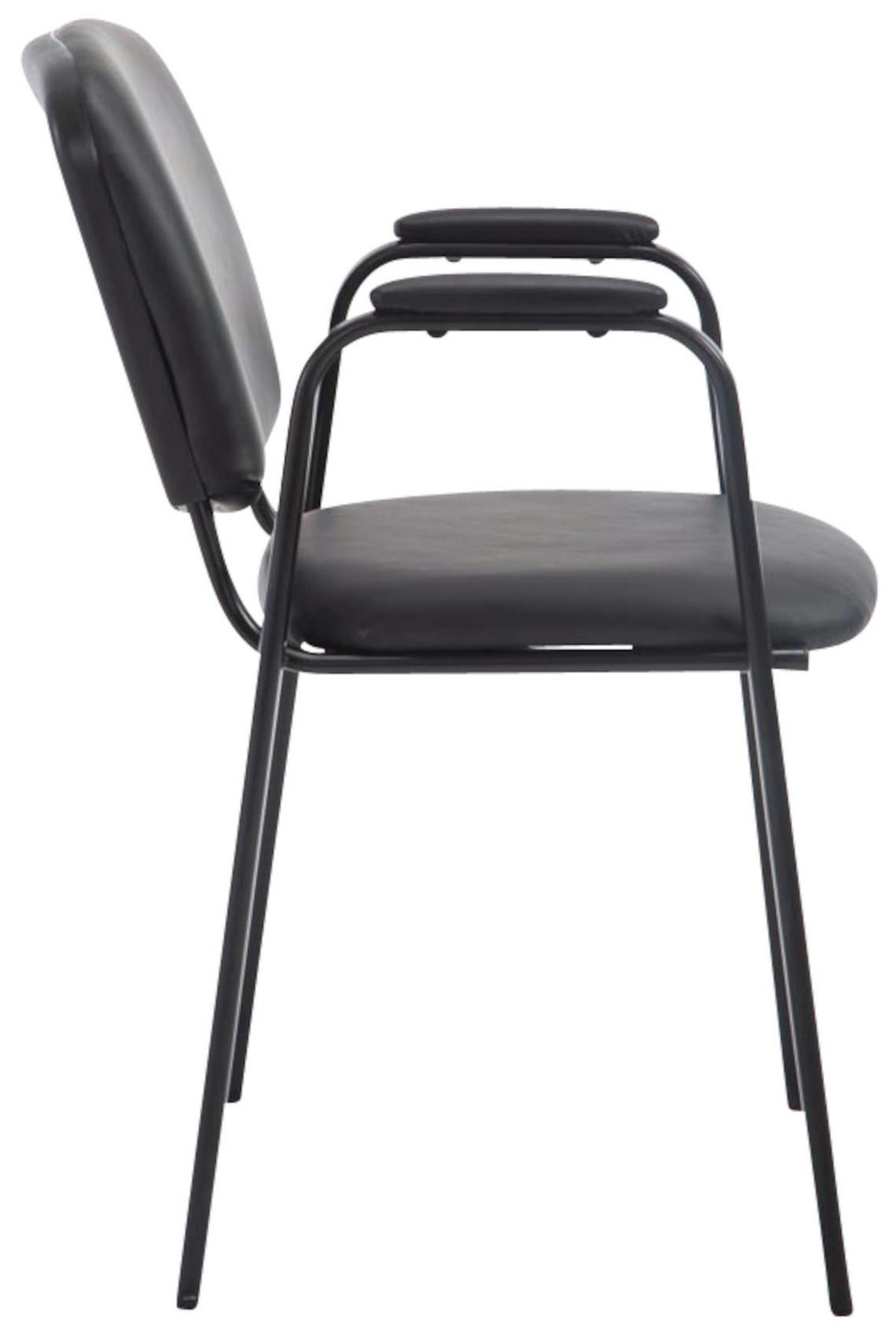 BESUCHERSTUHL 4er Set Lederlook schwarz - Schwarz, Textil/Metall (53/79/55cm) - CLP