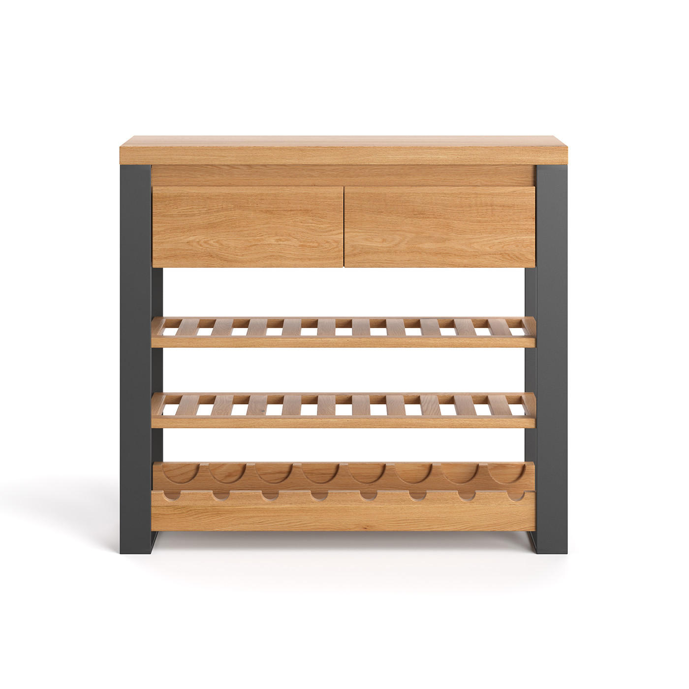 WEINREGAL Colet aus massivem Eichenholz - Eichefarben/Naturfarben, Holz (100/90/34cm) - Danzz