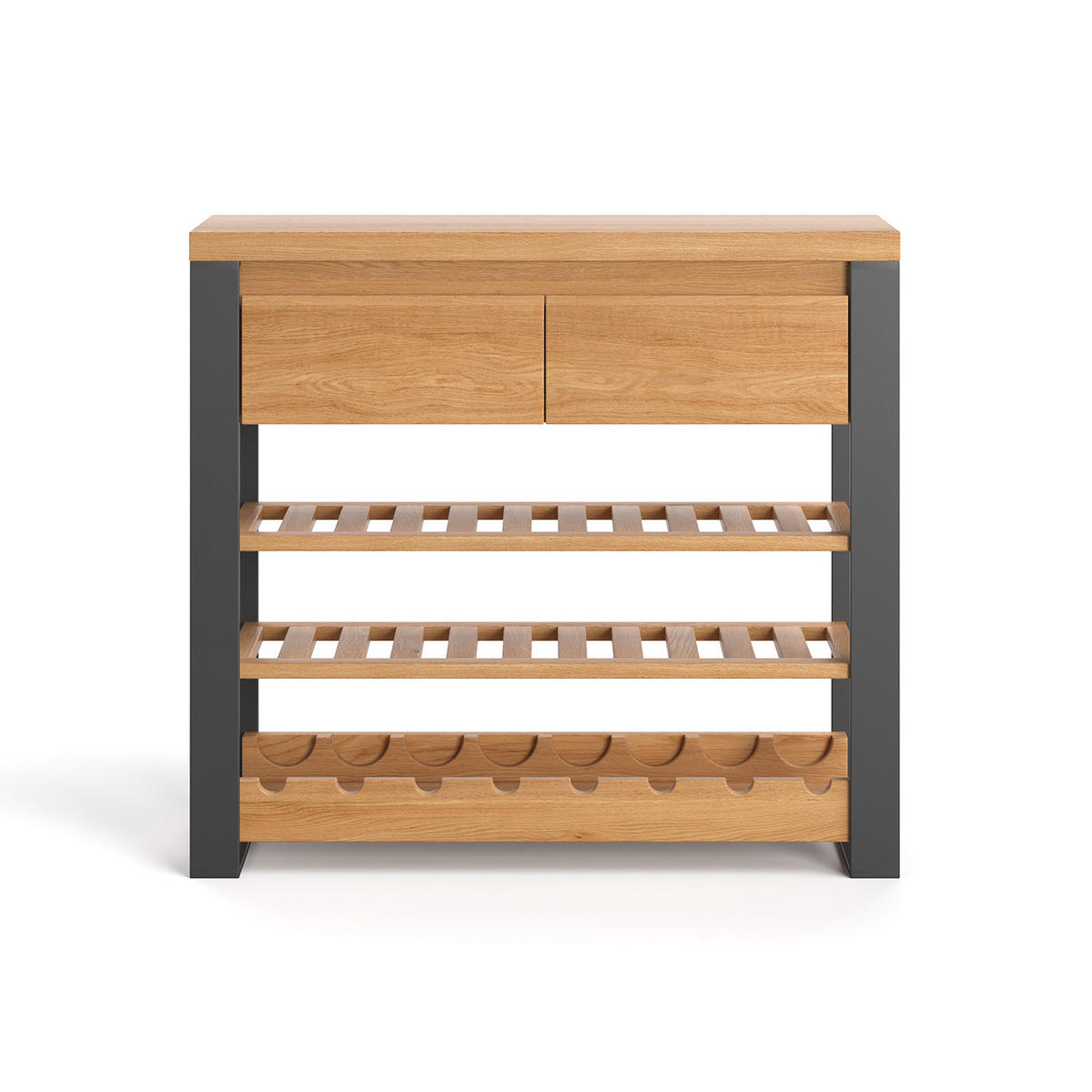 WEINREGAL Colet aus massivem Eichenholz - Eichefarben/Naturfarben, Holz (100/90/34cm) - Danzz