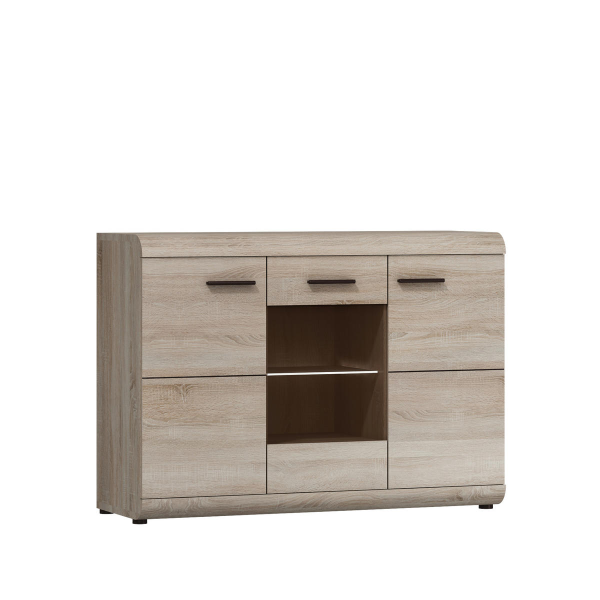 SIDEBOARD LYNGDAL KOM1 MDF-Leiste Eiche Sonoma Eiche Sonoma - Sonoma Eiche, Glas/Holzwerkstoff (120/87/42cm) - Komodee