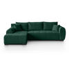 ECKSCHLAFSOFA Diana mt Bettkasten dunkelgrün links - Dunkelgrün/Schwarz, Textil (255/175cm) - Beautysofa