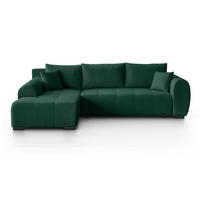 ECKSCHLAFSOFA Diana mt Bettkasten dunkelgrün links - Dunkelgrün/Schwarz, Textil (255/175cm) - Beautysofa