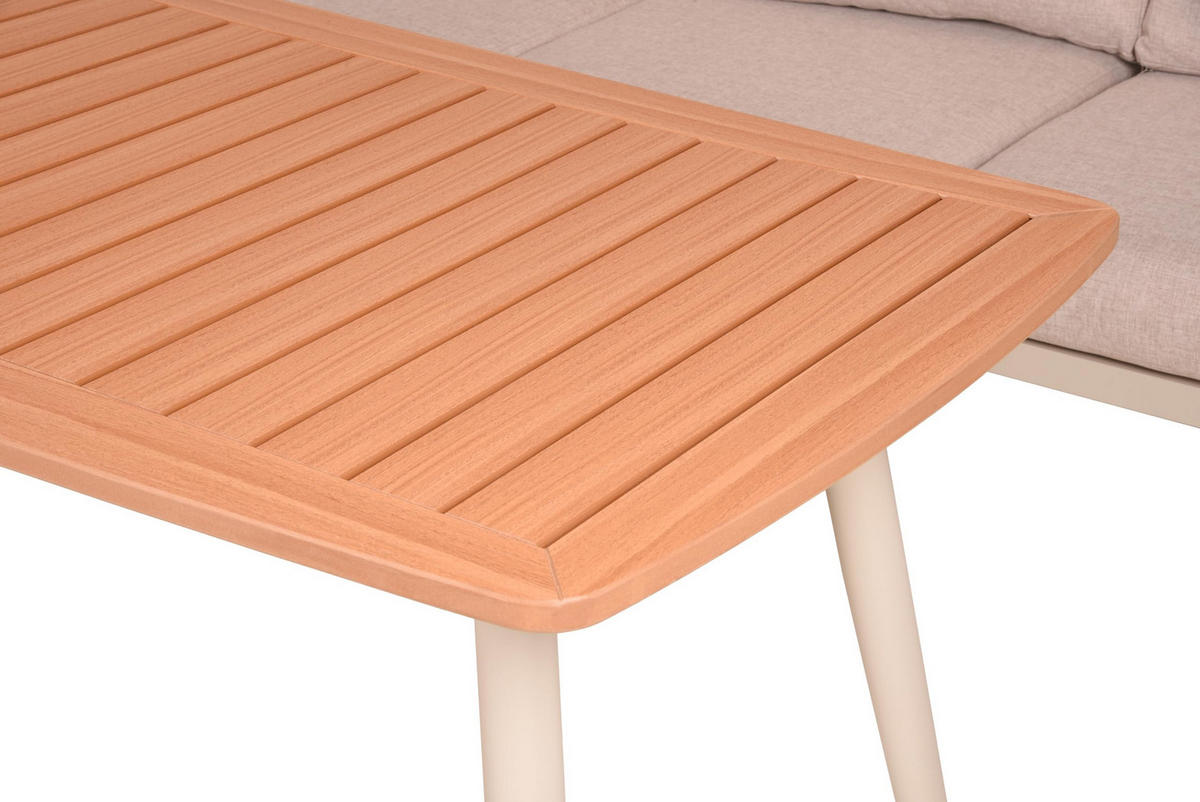 GARTENLOUNGESET Linda Eckloungegruppe Gartenmöbel - Beige, Kunststoff - DELUKE