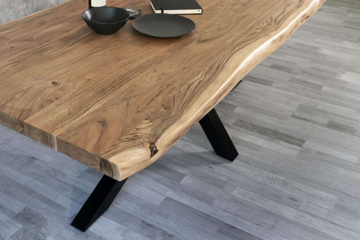 ESSTISCH CALI - Beige/Schwarz, Holz/Metall (100/240/77cm) - SAM