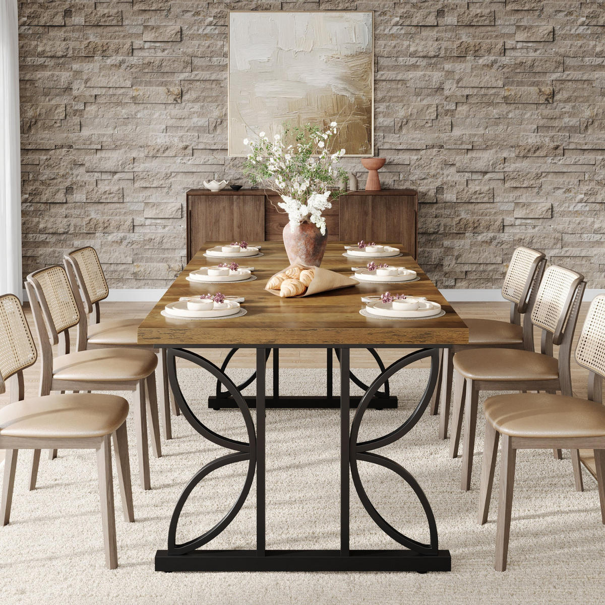 ESSTISCH Industrial Holzoptik Braun/Schwarz Metallgestell 180x79 cm - Schwarz/Braun, Holzwerkstoff/Metall (80/180/75cm) - Quality Elegance