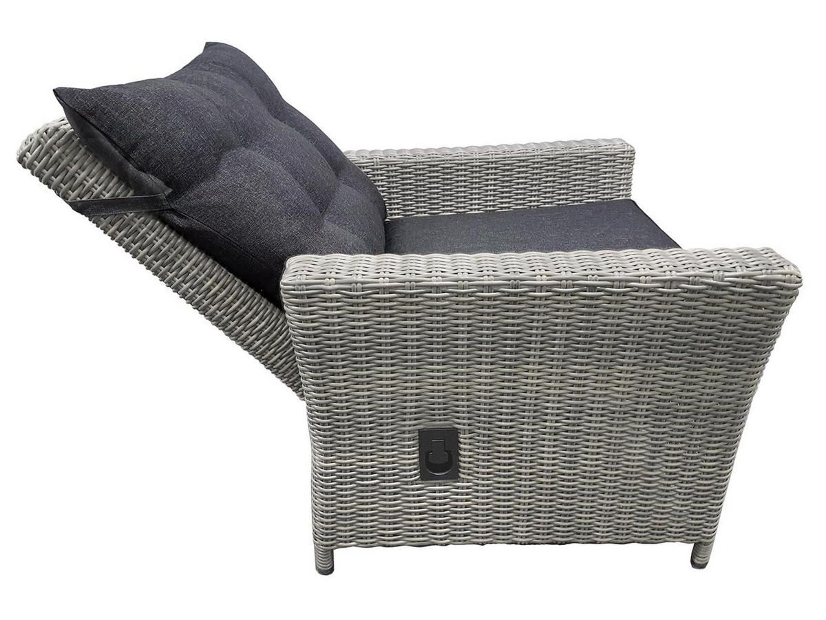 GARTEN-SITZGRUPPE Asti Grau Polyrattan für 7 Personen - Grau, Naturmaterialien - Green Spirit