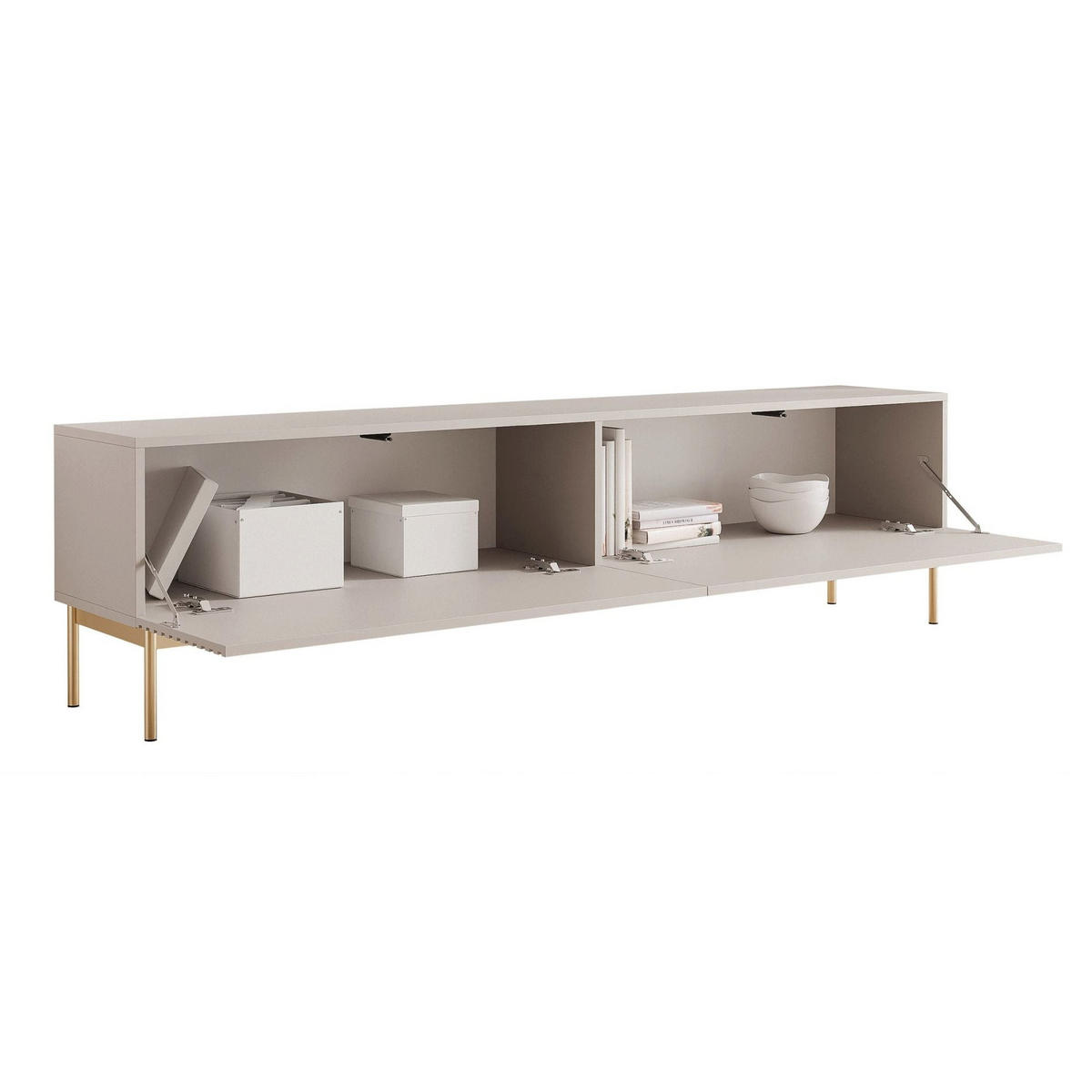 TV stolík Linearis kašmírovo sivý 175/46/30 cm - zlatá/taupe, kov/kompozitné drevo (175/46.2/30cm) - Selsey