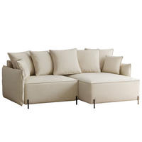 ECKSOFA MARCO Rechts, mit Schlaffunktion und Bettkasten, Creme - Creme, Textil/Metall (221/148cm) - Idohome