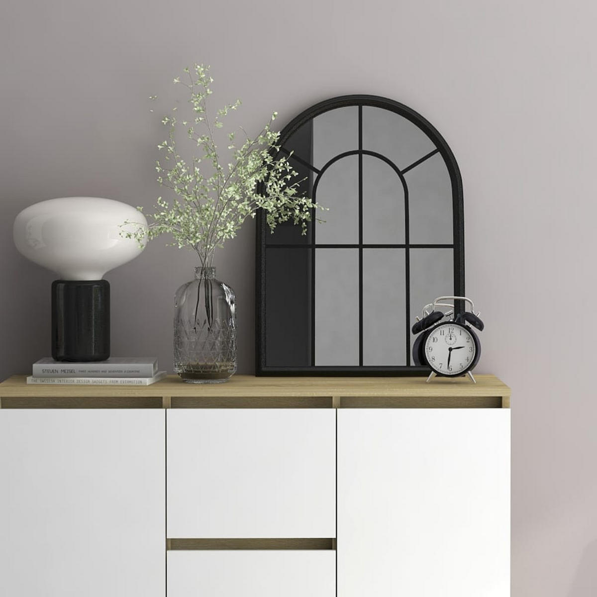 SPIEGEL Schwarz 60x45 cm Eisen für den Innenbereich - Schwarz, Metall (60/45/1cm) - furnicato