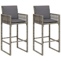 GARTEN-BARHOCKER Mit Kissen 2 Stk. Grau Poly Rattan - Grau, Kunststoff (58/118/52cm) - vidaXL