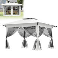 GARTENPAVILLON 400 x 400 cm faltbar mit Netzseitenwänden weiß - Weiß, Kunststoff (400/275/400cm)