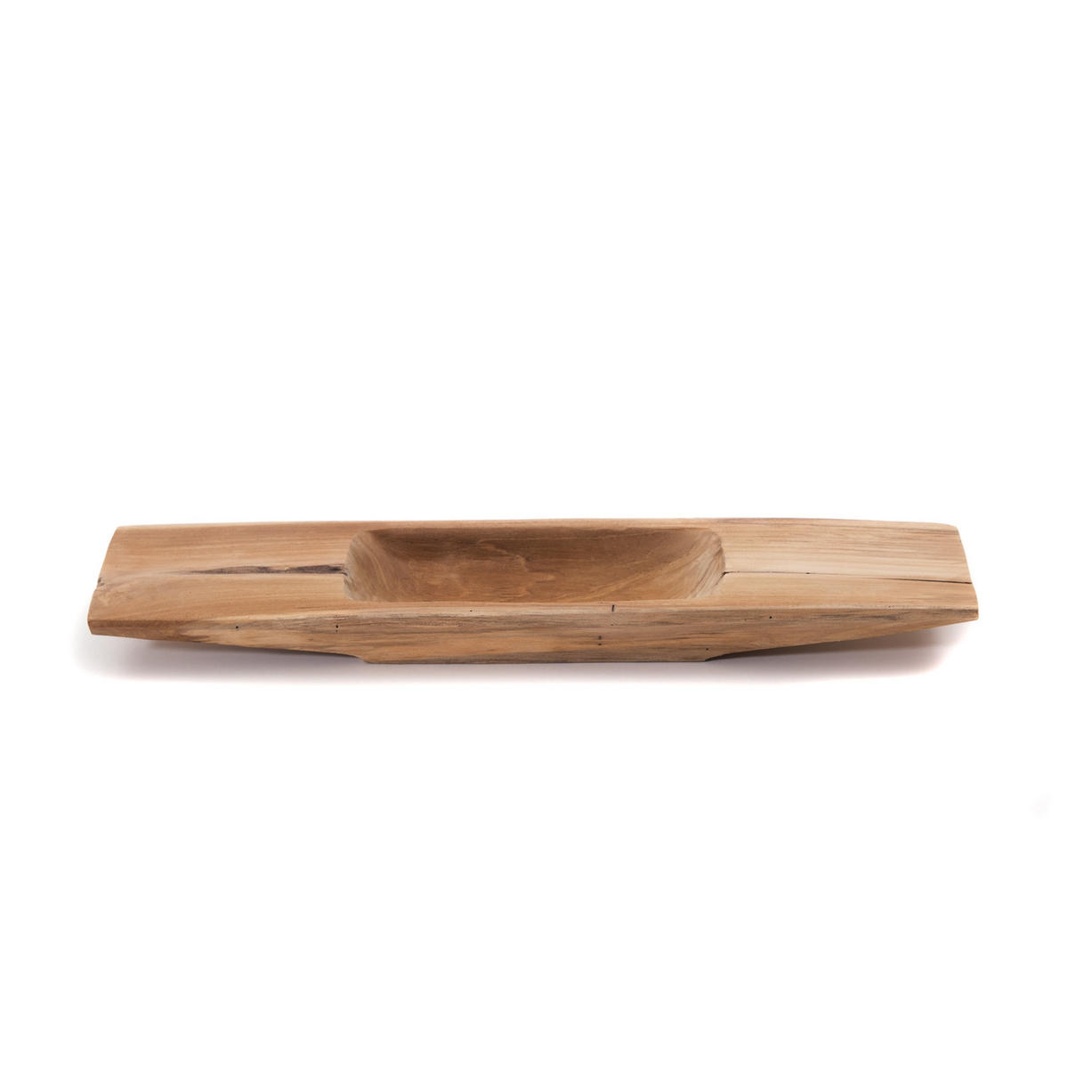 DEKO SCHALE Barco 50 Teak Wurzelholz massiv, mit Griff, geschnitztes Unikat naturfarben - Naturfarben, Holz (50cm) - CREEDWOOD