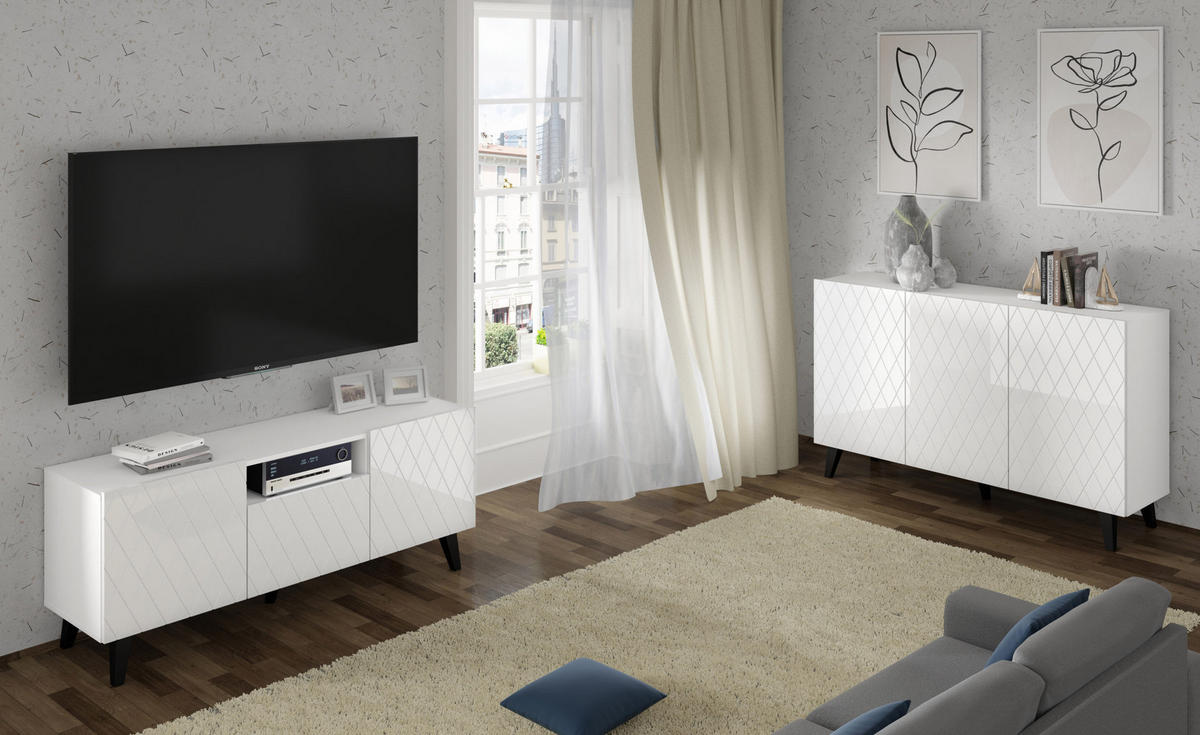 TV LOWBOARD Weiß 145/62/42 - Weiß, Holzwerkstoff (145/62/42cm) - RAUMHIRSCH FURNITURE