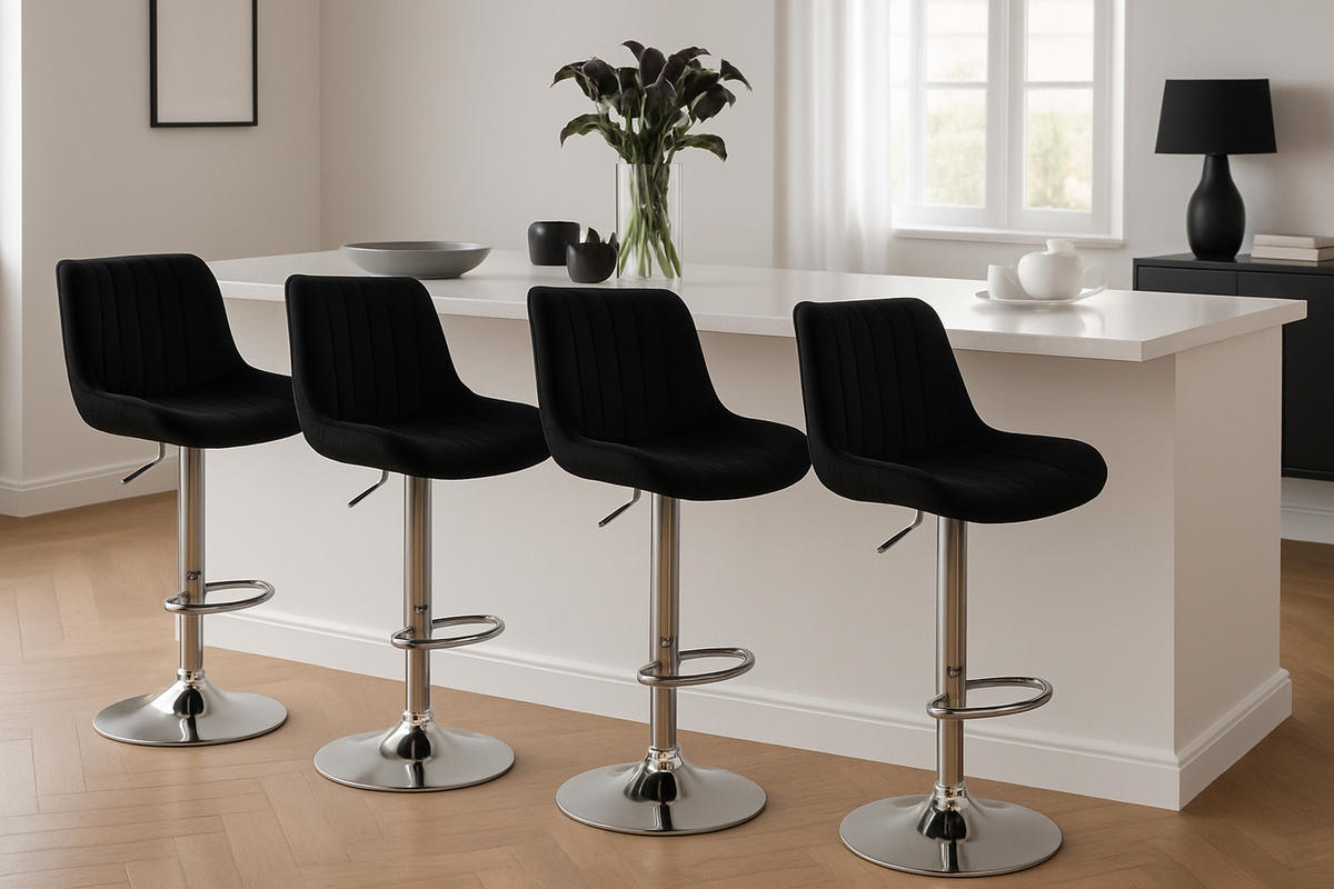 BARHOCKER Lento Gestell Metall in Chromoptik Samt Schwarz - Chromfarben/Schwarz, Textil/Metall (50/108/50cm) - TPFLiving