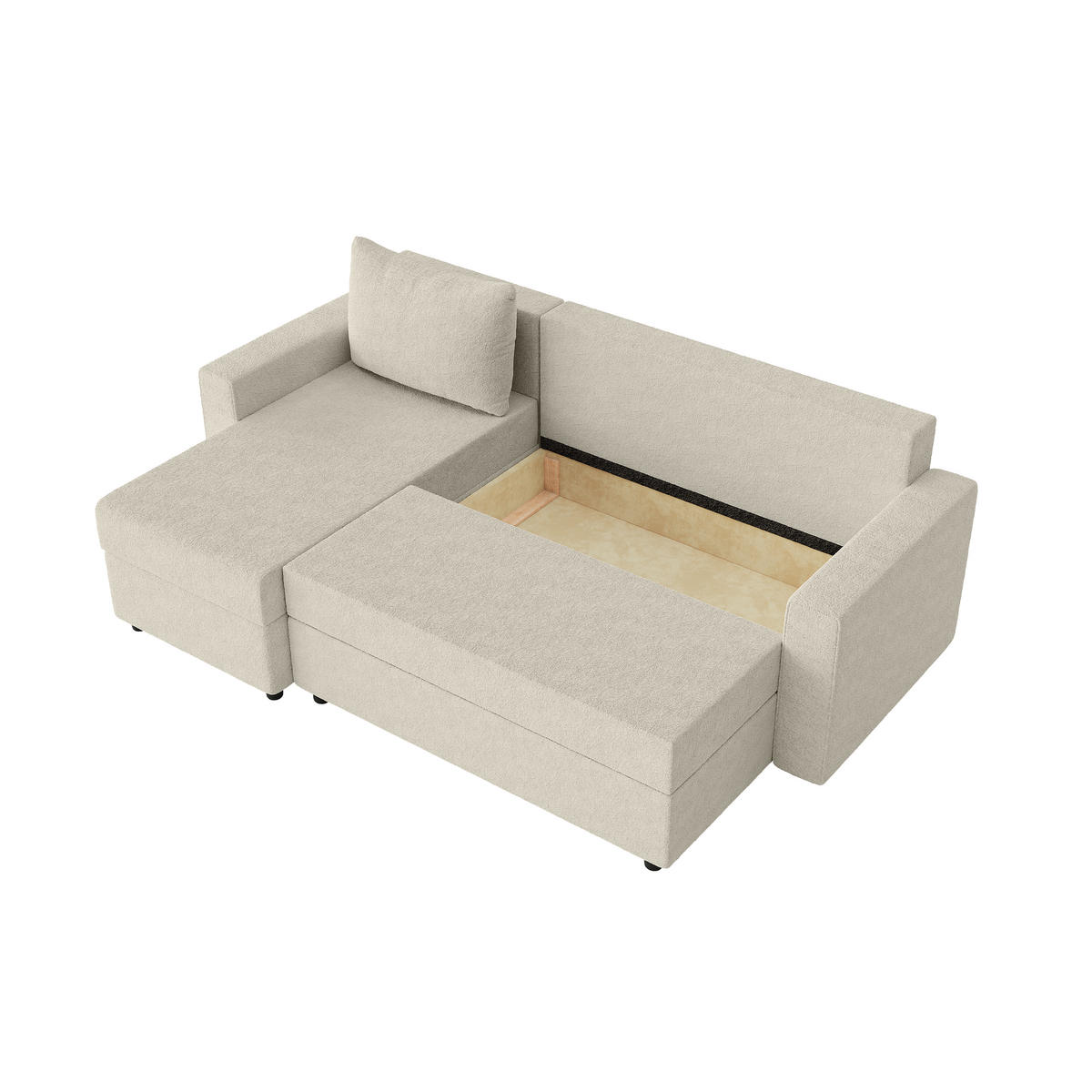 ECKSOFA Goka L mit Schlaffunktion, Beige - Beige, Textil (230/146cm) - Fedve