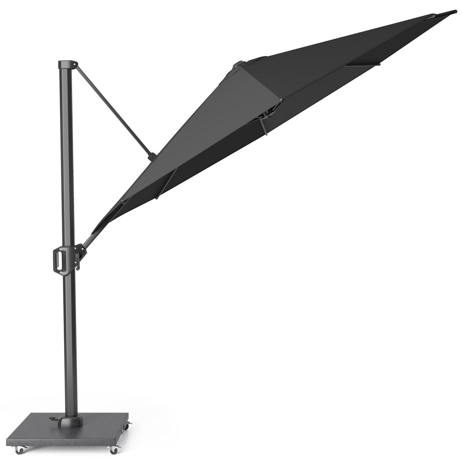 AMPELSCHIRM rund 3.5 m Challenger T¹ Premium 360° kippbar schwarz/anthrazit - Schwarz, Metall (350/350cm) - Platinum