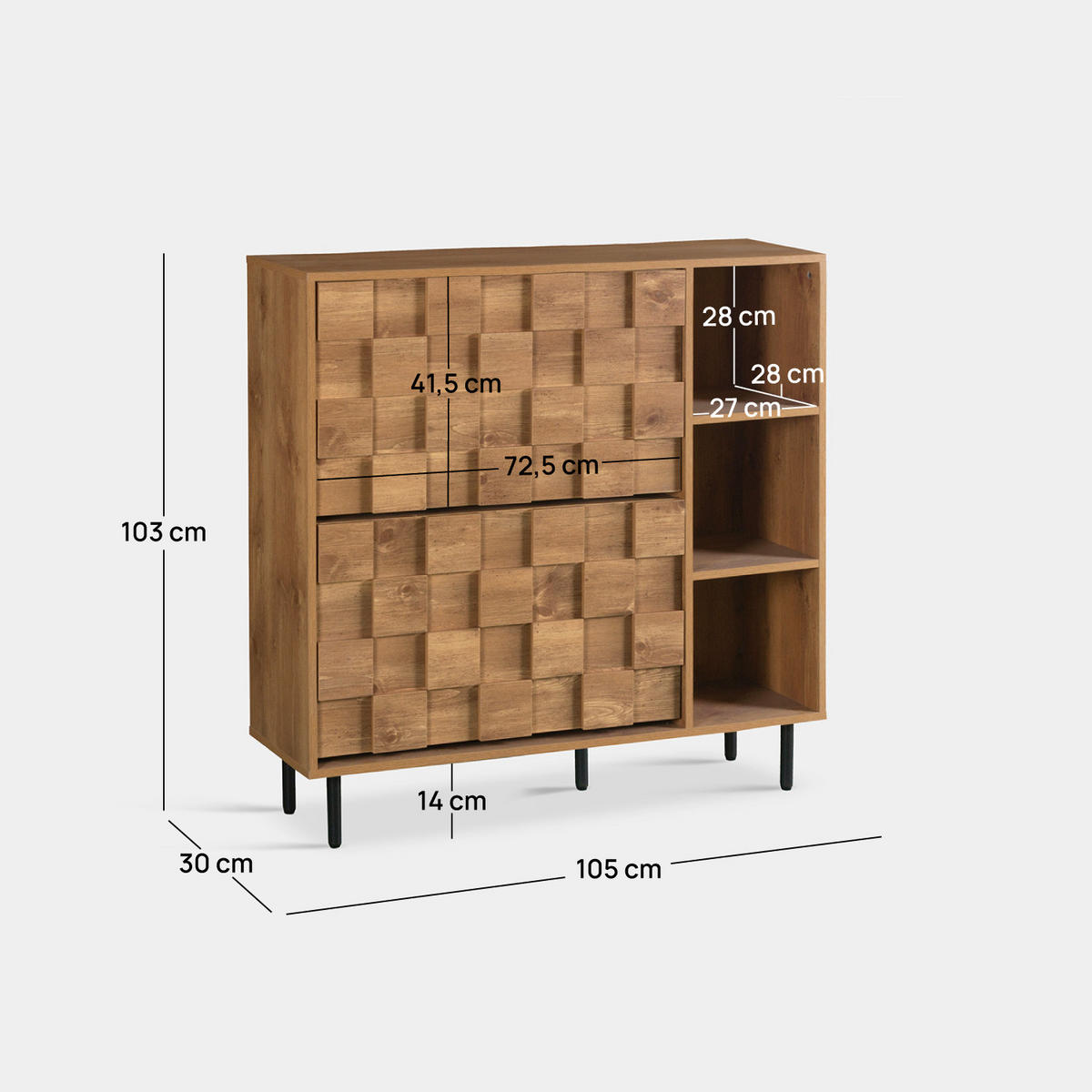 SCHUHMACHER Ivar Natürlich 105 cm x 103 cm - Naturfarben, Holzwerkstoff (105/103/30cm) - Klast Home