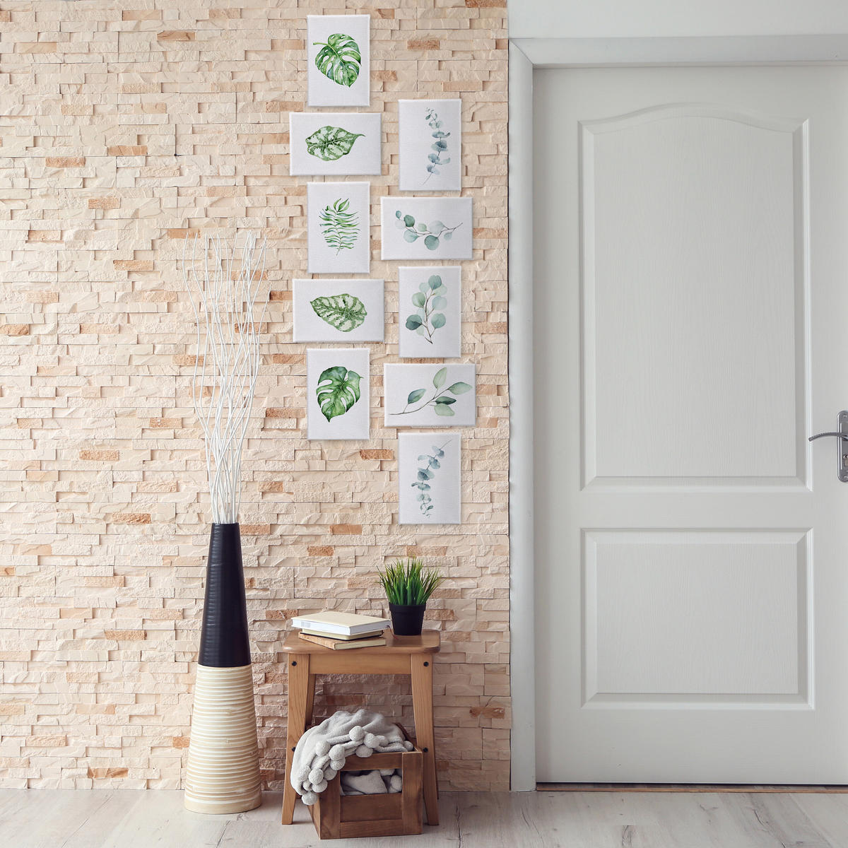 14XLEINWAND-SET - Weiß, Holzwerkstoff/Textil (18/12cm) - Relaxdays