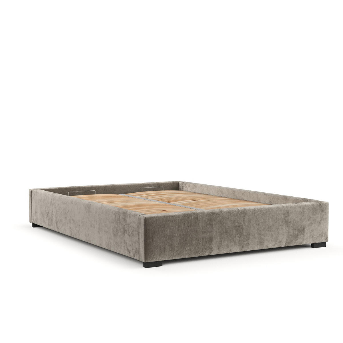 POLSTERBETT Maple Beige 160/200 cm im Chenille-Stoff - Beige/Schwarz, Holz/Holzwerkstoff (160/200cm) - Maison de Reve