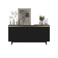 KOMMODE Selene 3D Schwarz matt 167 cm mit schwarzem Metallrahmen - Schwarz, Holzwerkstoff/Metall (166.8/79/35cm) - Meble Lindner