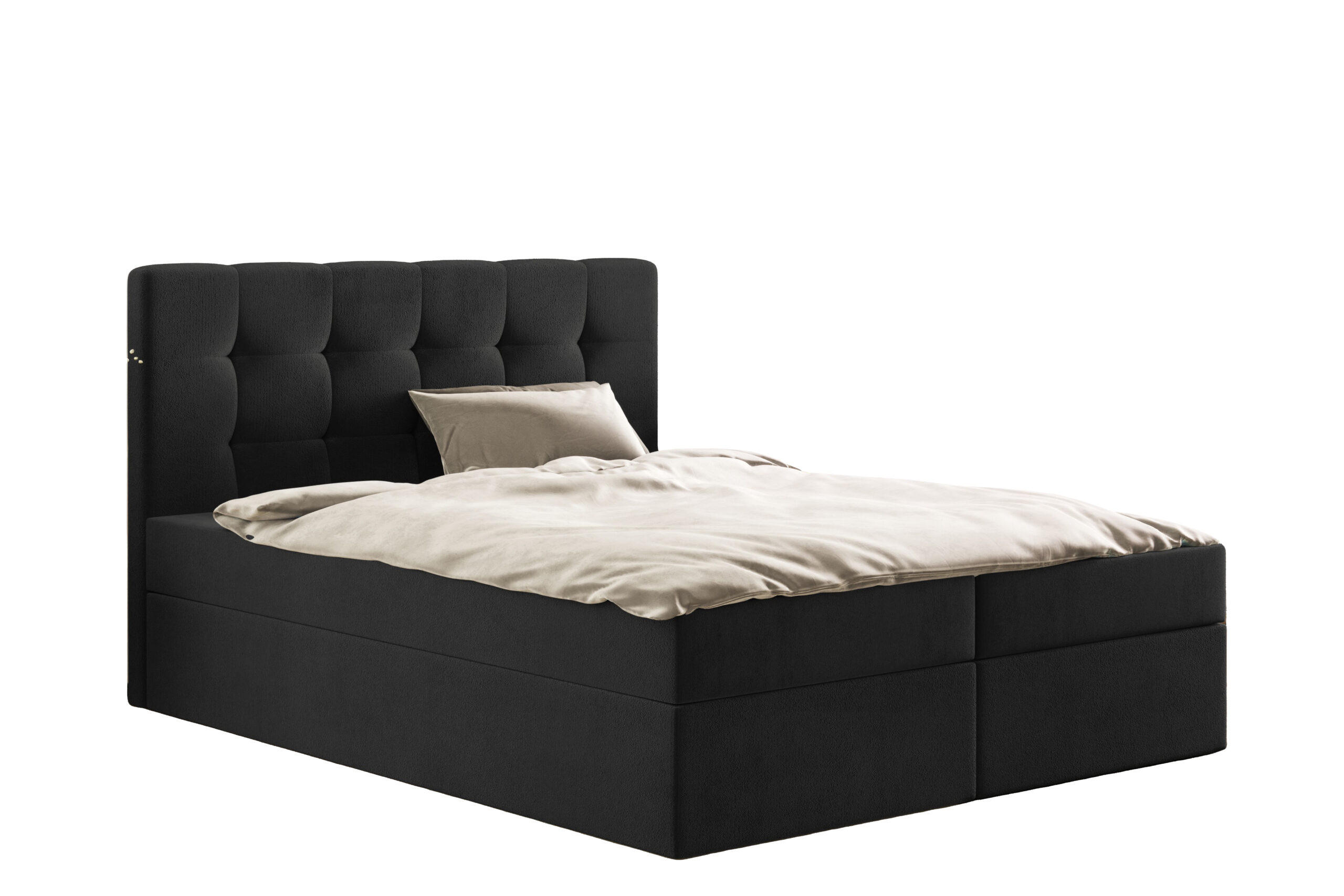 BOXBETT Bettkasten LUDANO Stoff Cosmic Schwarz 120x200 cm H2-Pocket - Schwarz, Holz (120/200cm) - Kaiser Möbel