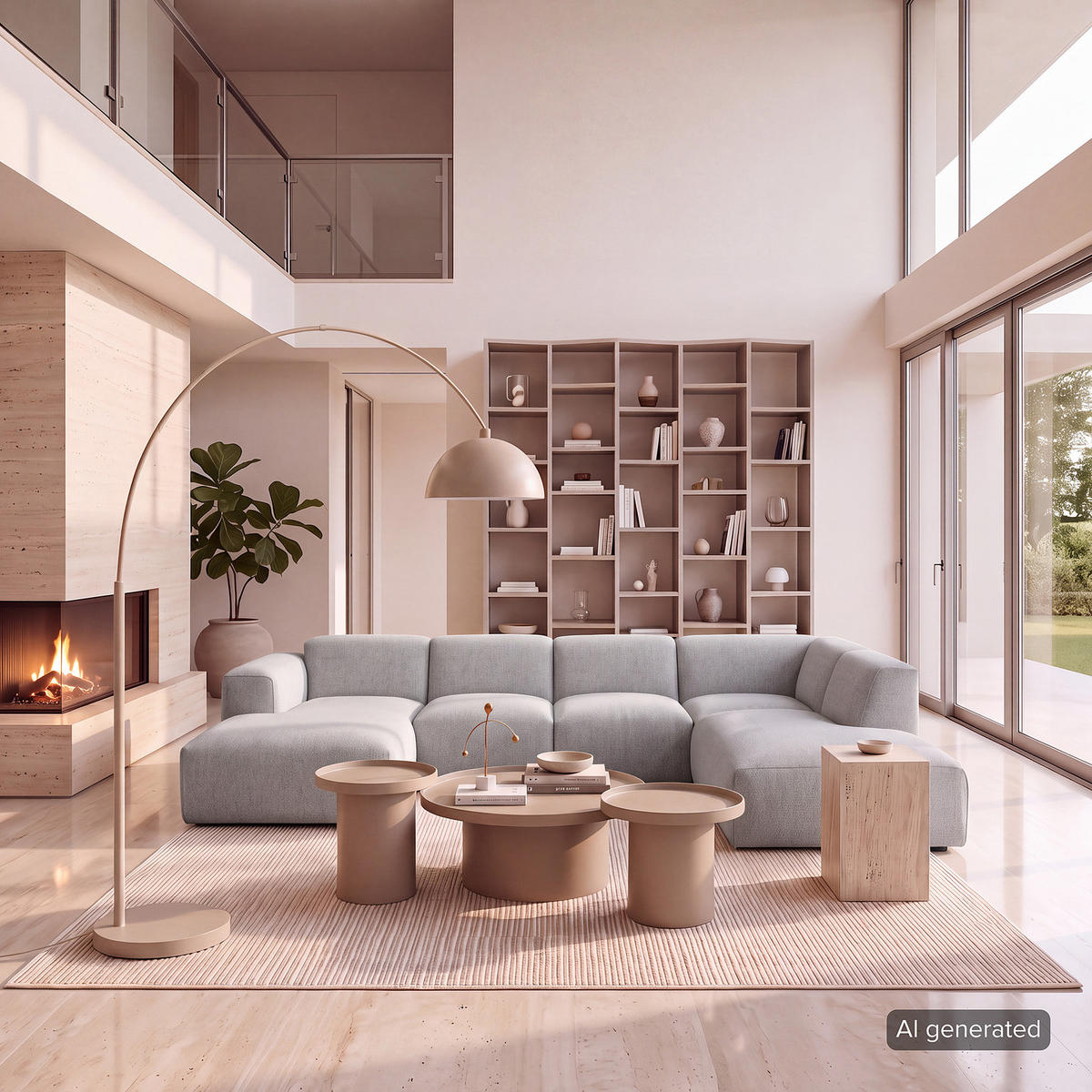 WOHNLANDSCHAFT mit Longchair - Hellgrau/Schwarz, Kunststoff/Textil (325/71/235cm) - home24