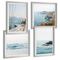 BILDER SET 4er Set - 50x50 cm & 40x60 cm Silberner Rahmen - Küstenlandschaftsblick - Silberfarben, Kunststoff (50/50cm) - TULUP
