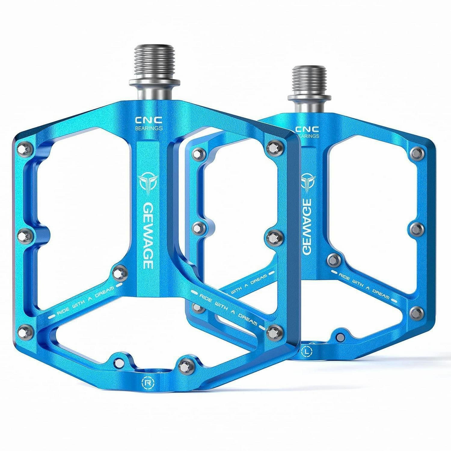 FAHRRADPEDALE Rennrad/Mountainbike Blau 9/16 Zoll mit 3 Lagern und abnehmbaren Pins - Blau, Metall (10/1.5/10.4cm)