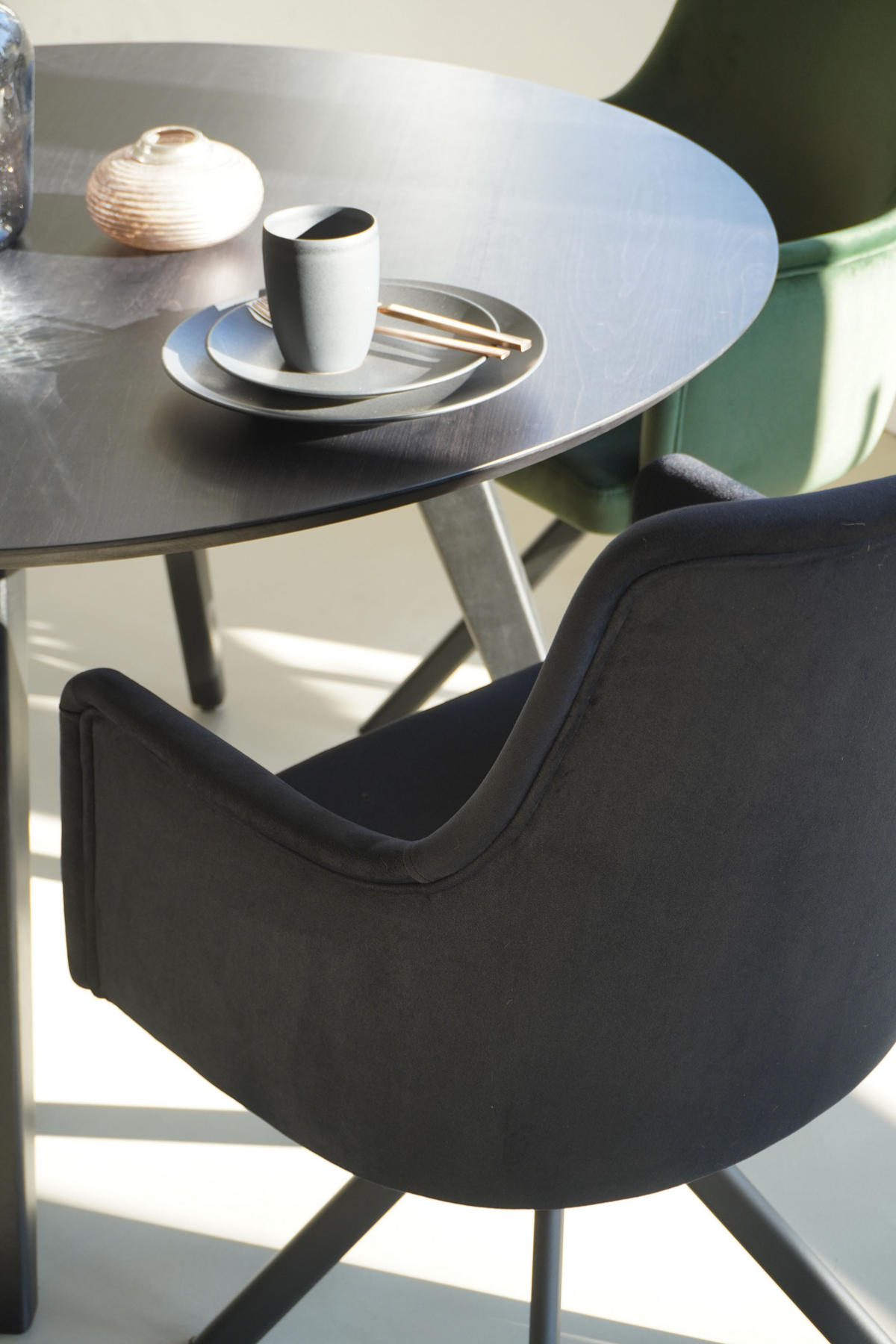 ARMLEHNENSTUHL Sello schwarz mit S-Fuß drehbar - Schwarz, Textil/Metall (55/90/58cm) - INKA furniture