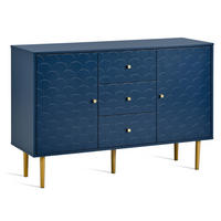 SIDEBOARD 2 Türen und 3 Schubladen, Verstellbare Ablage Blau 120/40/82CM - Blau, Holzwerkstoff/Metall (40/82/120cm) - Urban Meuble