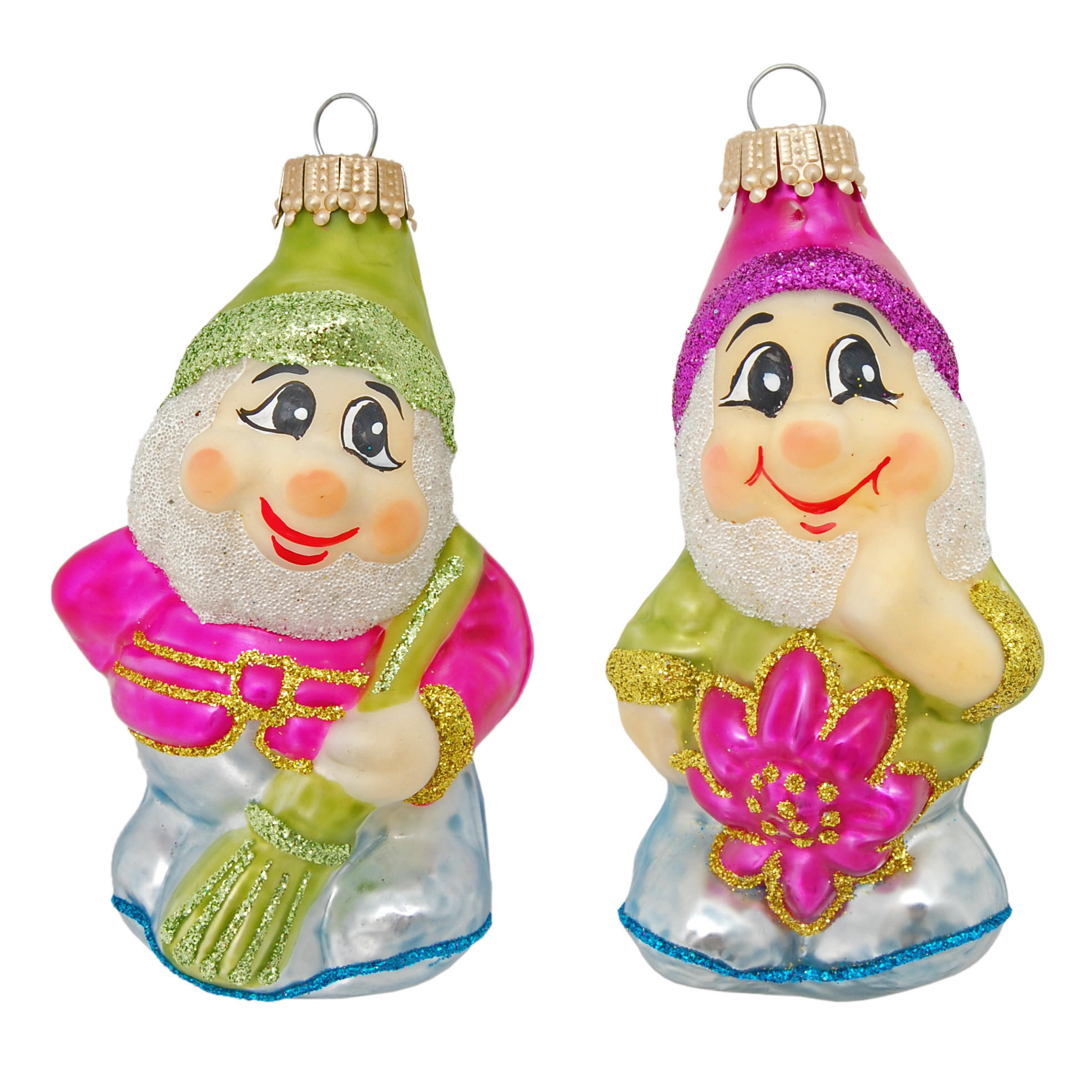 CHRISTBAUMSCHMUCK Weihnachtswichtel Mehrfarbig 6cm (Glas / 2 Stk.) - Multicolor, Glas (4/6/4cm) - Krebs Glas Lauscha