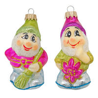 CHRISTBAUMSCHMUCK Weihnachtswichtel Mehrfarbig 6cm (Glas / 2 Stk.) - Multicolor, Glas (4/6/4cm) - Krebs Glas Lauscha