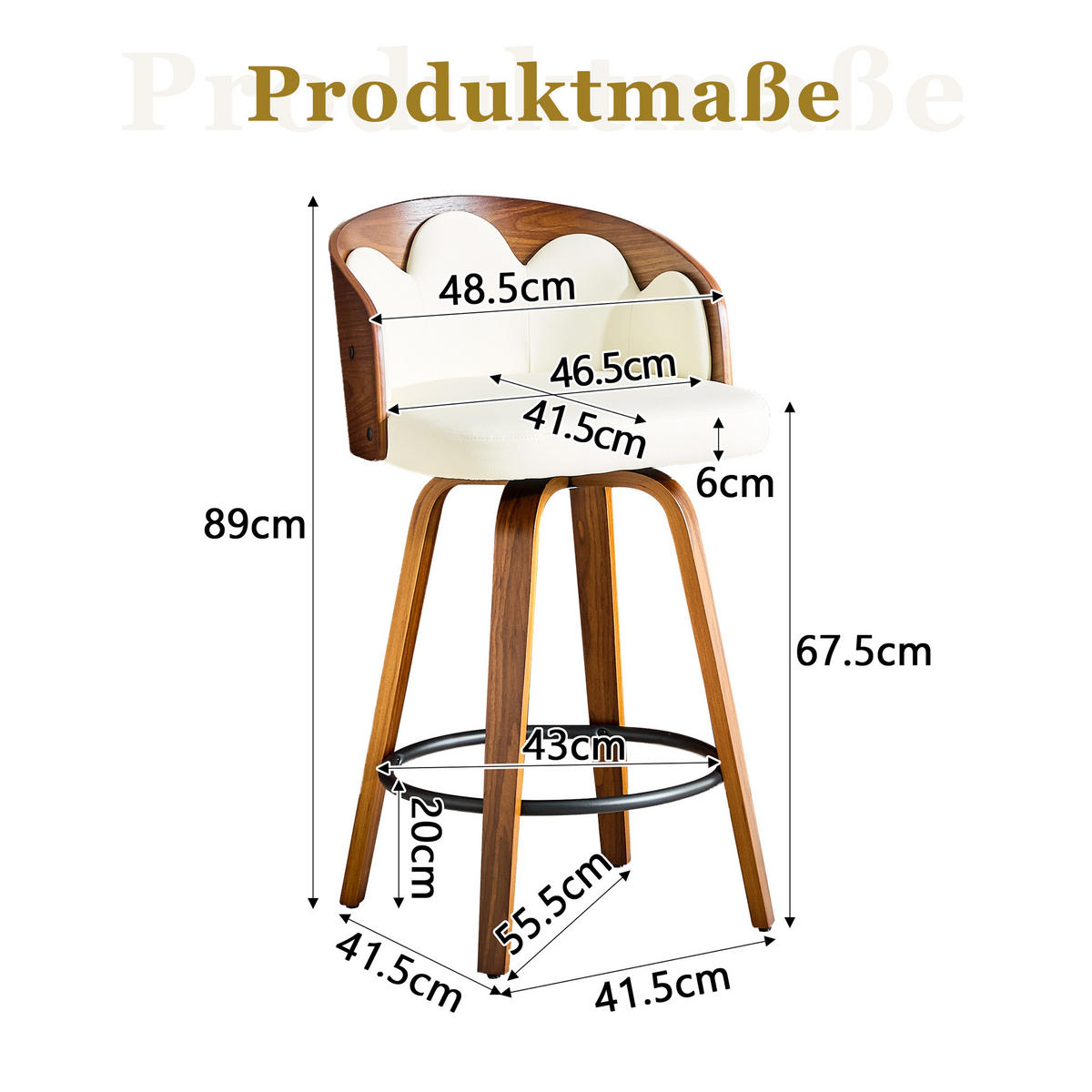 BARHOCKER 2er-Set Weiß mit Blüten-Rückenlehne und Fußstütze - Weiß, Holz (46.5/89/41.5cm) - PANGIVO