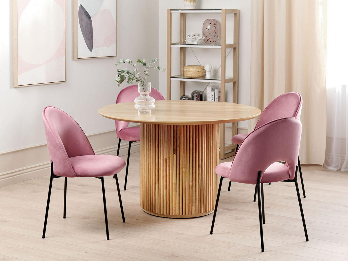 ESSZIMMERSTUHL 2er-Set Samtstoff Rosa Covelo - Pink, Textil/Metall (46/84/45cm) - Beliani