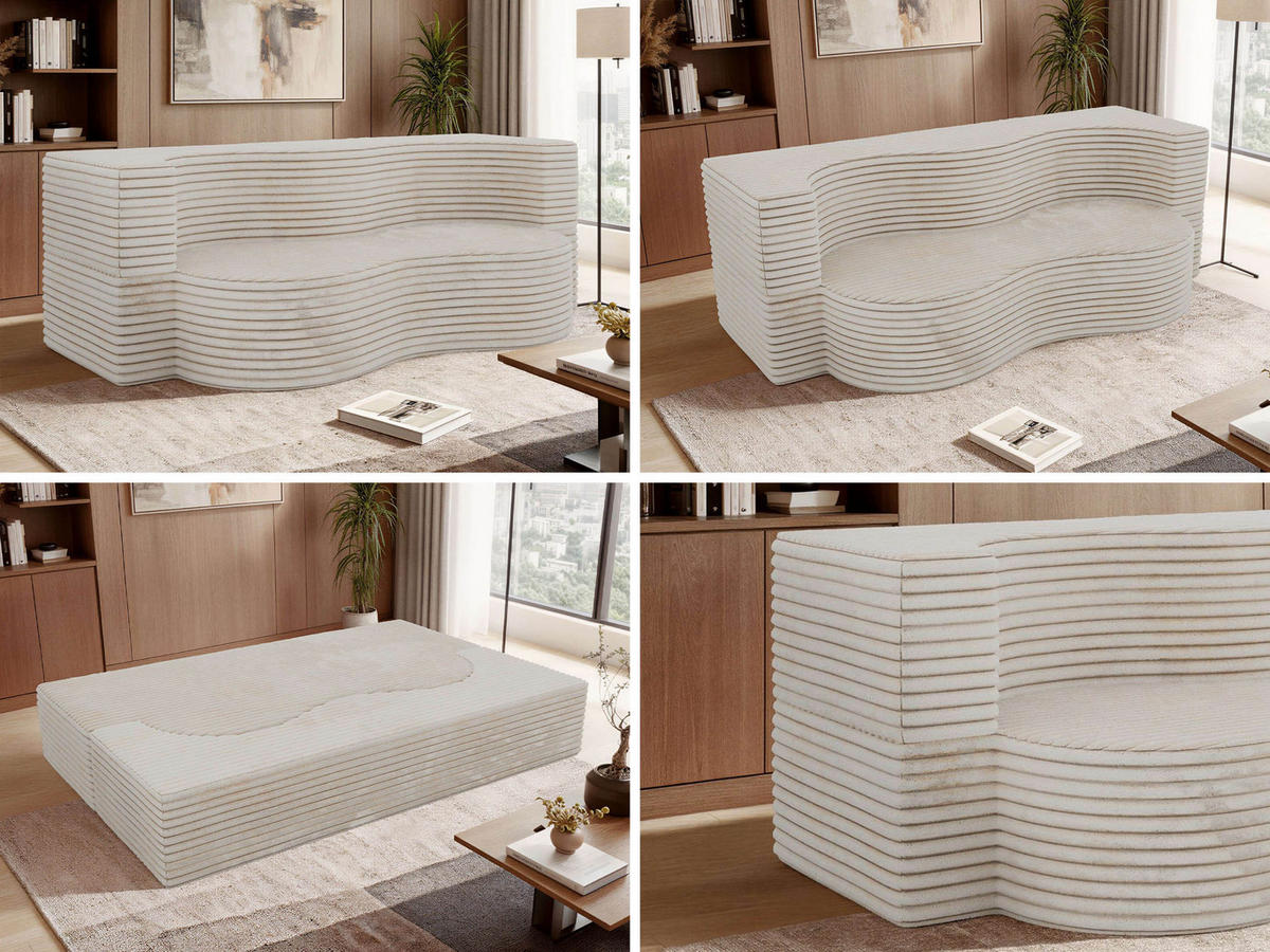 2-SITZER SOFA SANOA - Beige Cord - Beige, Textil (200/68/100cm) - MKS
